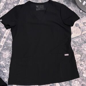 Figs Classic Black V-Neck Scrub Top